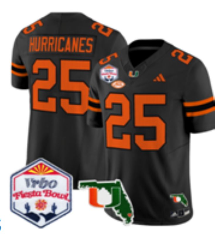 Men 2026 Miami Hurricanes #25 Hurricanes Black 3th generations Limited NCAA Jersey 06